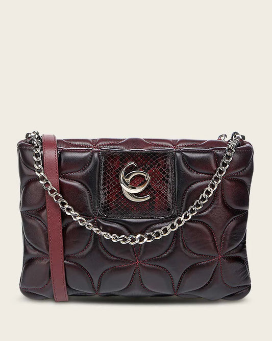 Cuadra Wine Python Embroidery & Studs & Zipper DU745