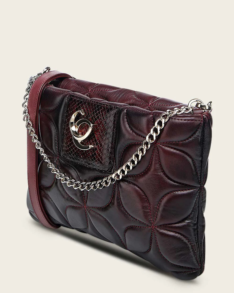 Cuadra Wine Python Embroidery & Studs & Zipper DU745
