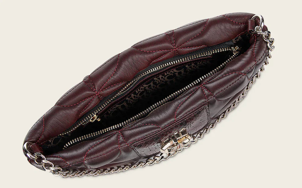 Cuadra Wine Python Embroidery & Studs & Zipper DU745