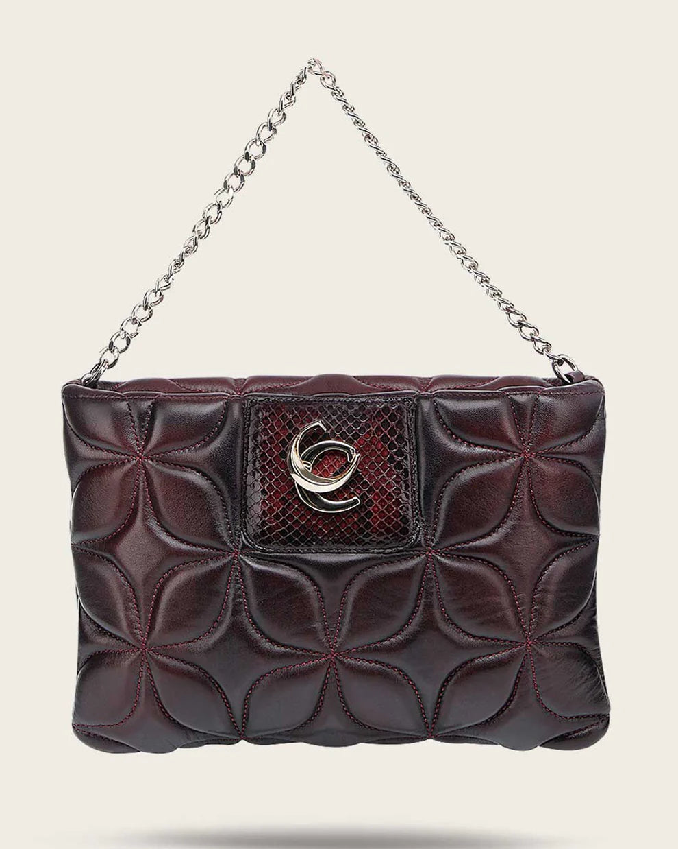 Cuadra Wine Python Embroidery & Studs & Zipper DU745