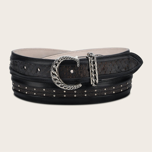 Cuadra Black Python M Studs Belt BC443