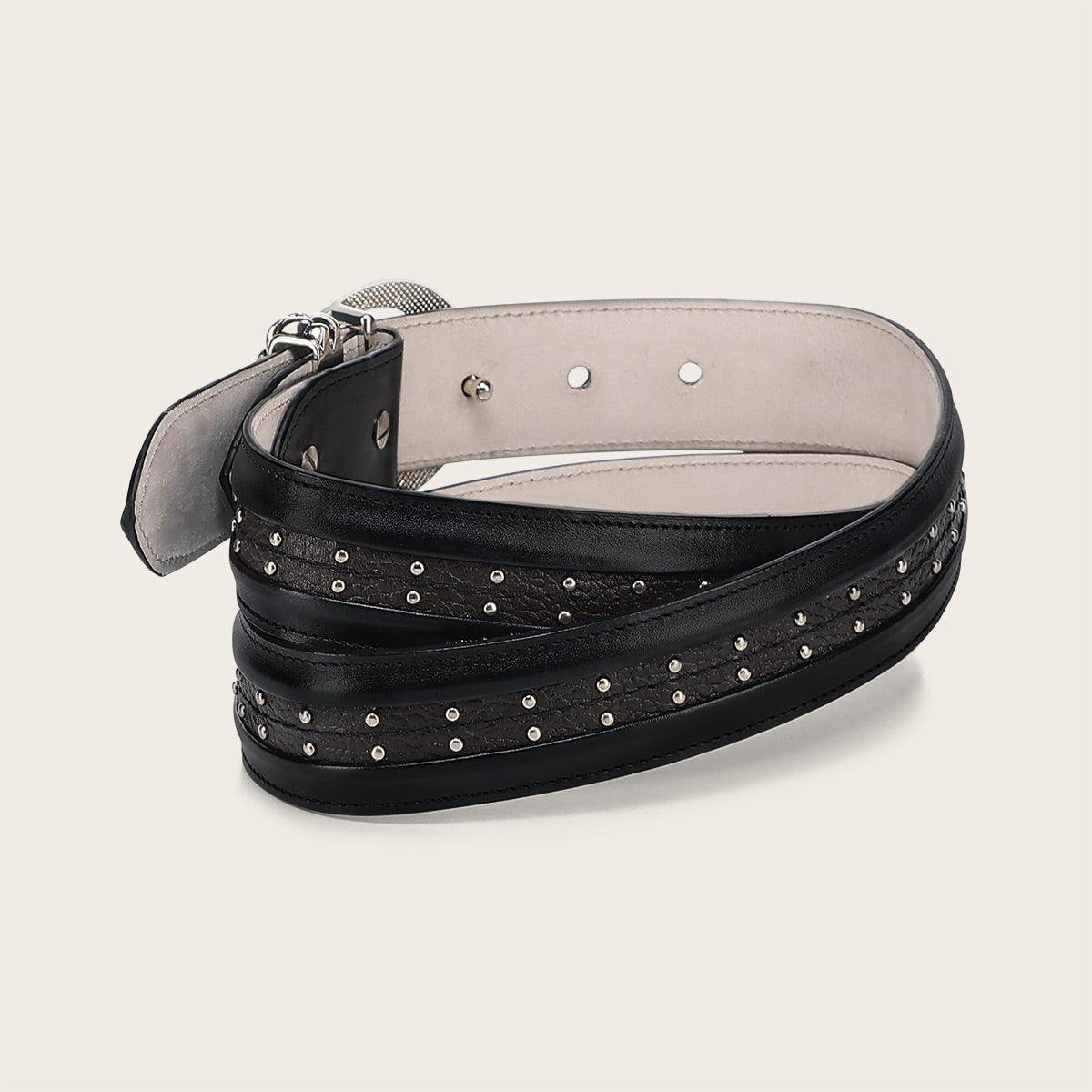 Cuadra Black Python M Studs Belt BC443