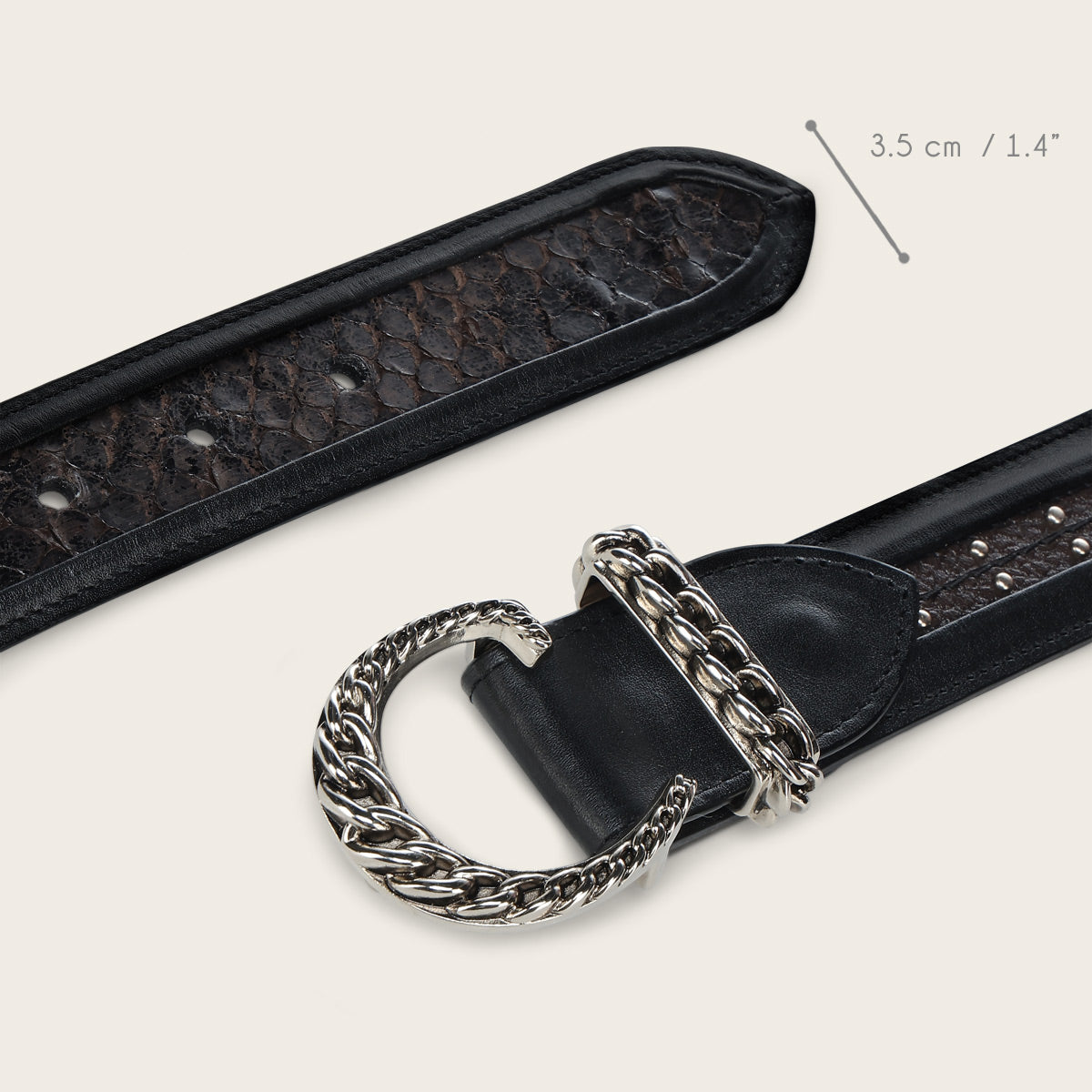 Cuadra Black Python M Studs Belt BC443