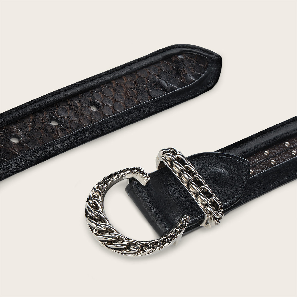 Cuadra Black Python M Studs Belt BC443