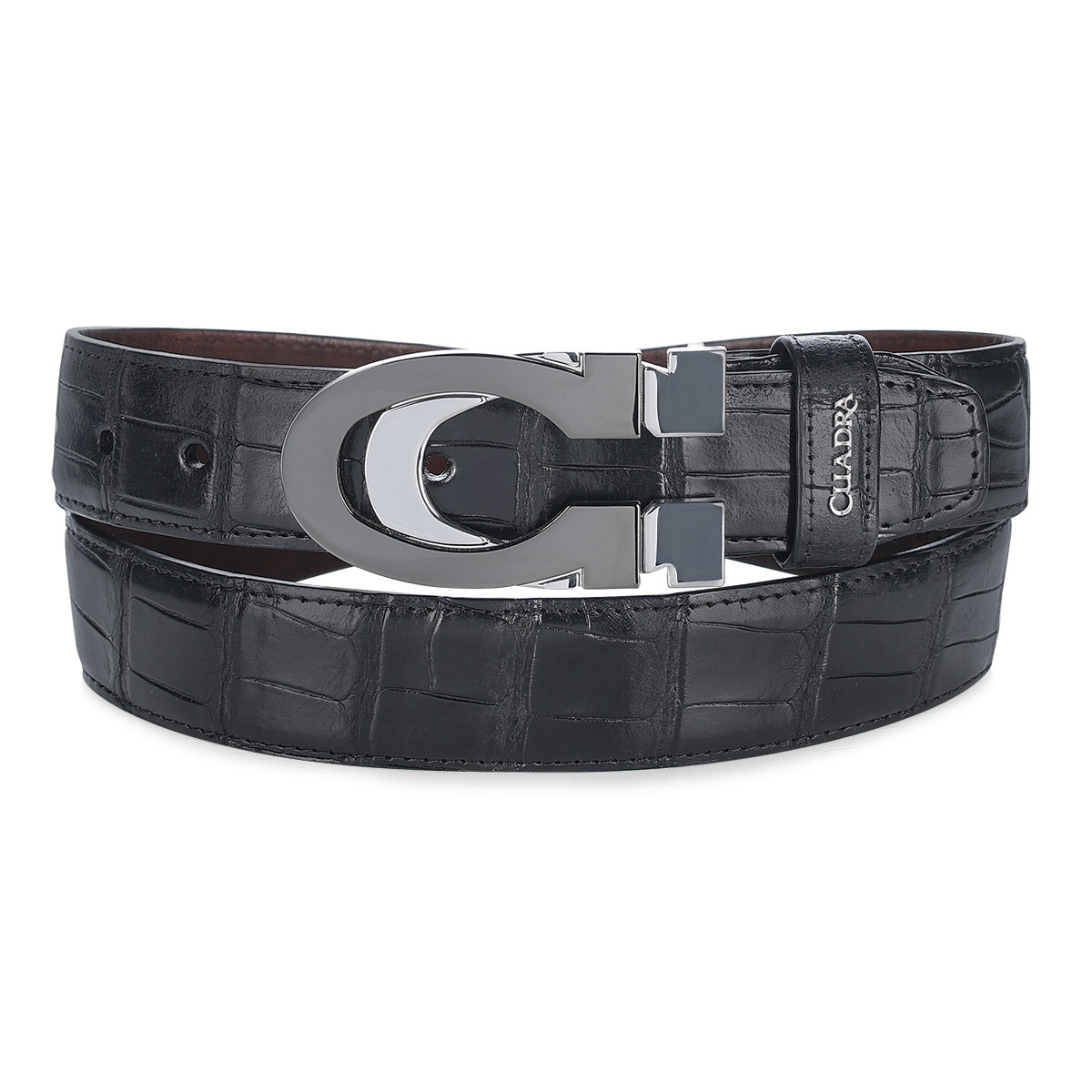 Cuadra Black Alligator Stiching Belt BC474