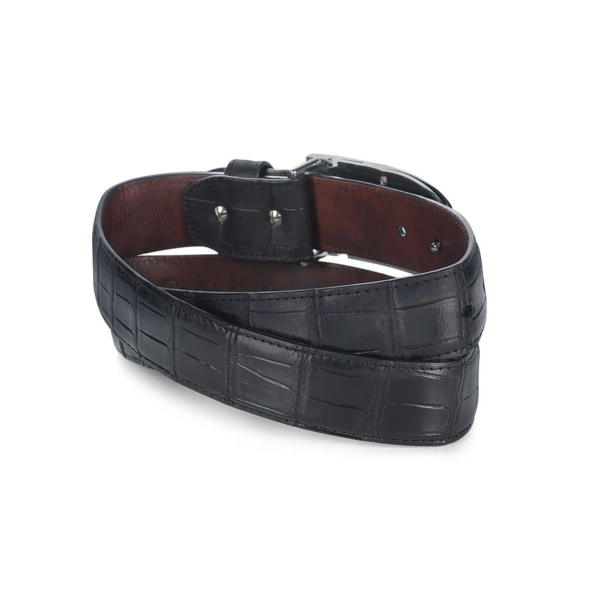 Cuadra Black Alligator Stiching Belt BC474