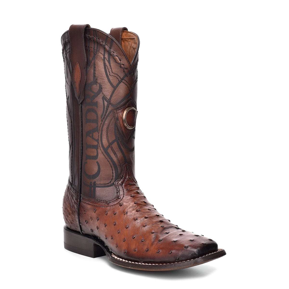 Cuadra Brown Ostrich Laser & Embroidery Square Toe CU457