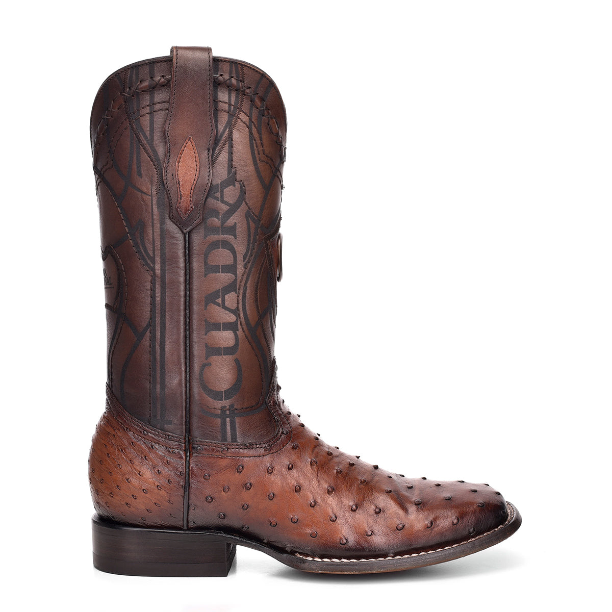 Cuadra Brown Ostrich Laser & Embroidery Square Toe CU457
