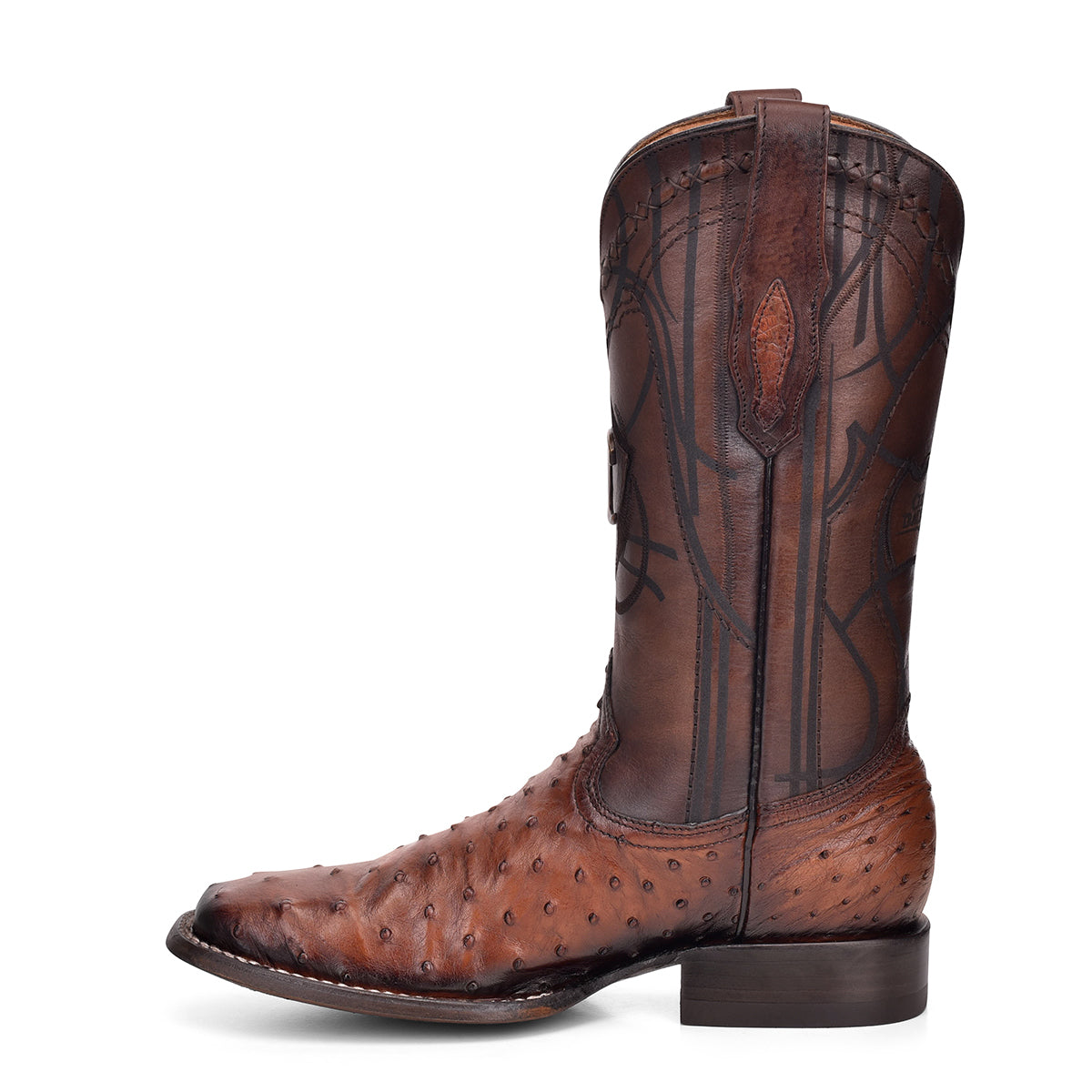 Cuadra Brown Ostrich Laser & Embroidery Square Toe CU457