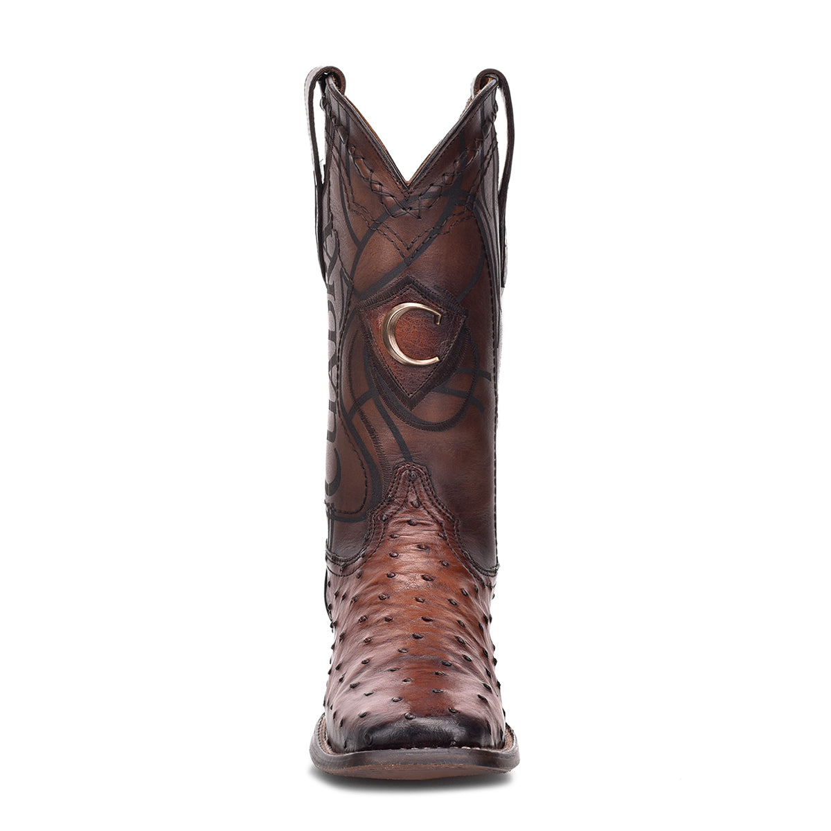 Cuadra Brown Ostrich Laser & Embroidery Square Toe CU457