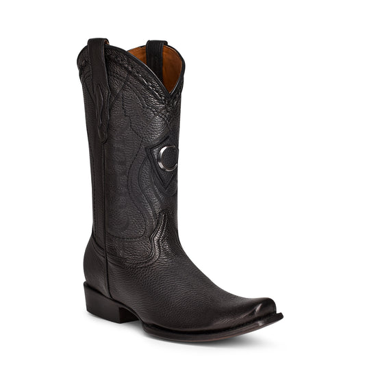 Cuadra Black Deer Laser & Embroidery Narrow Square Toe CU587