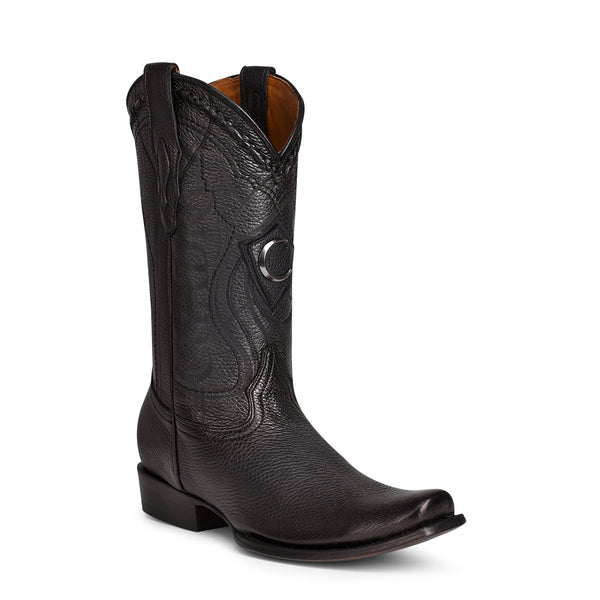 Cuadra Black Deer Laser & Embroidery Narrow Square Toe CU587