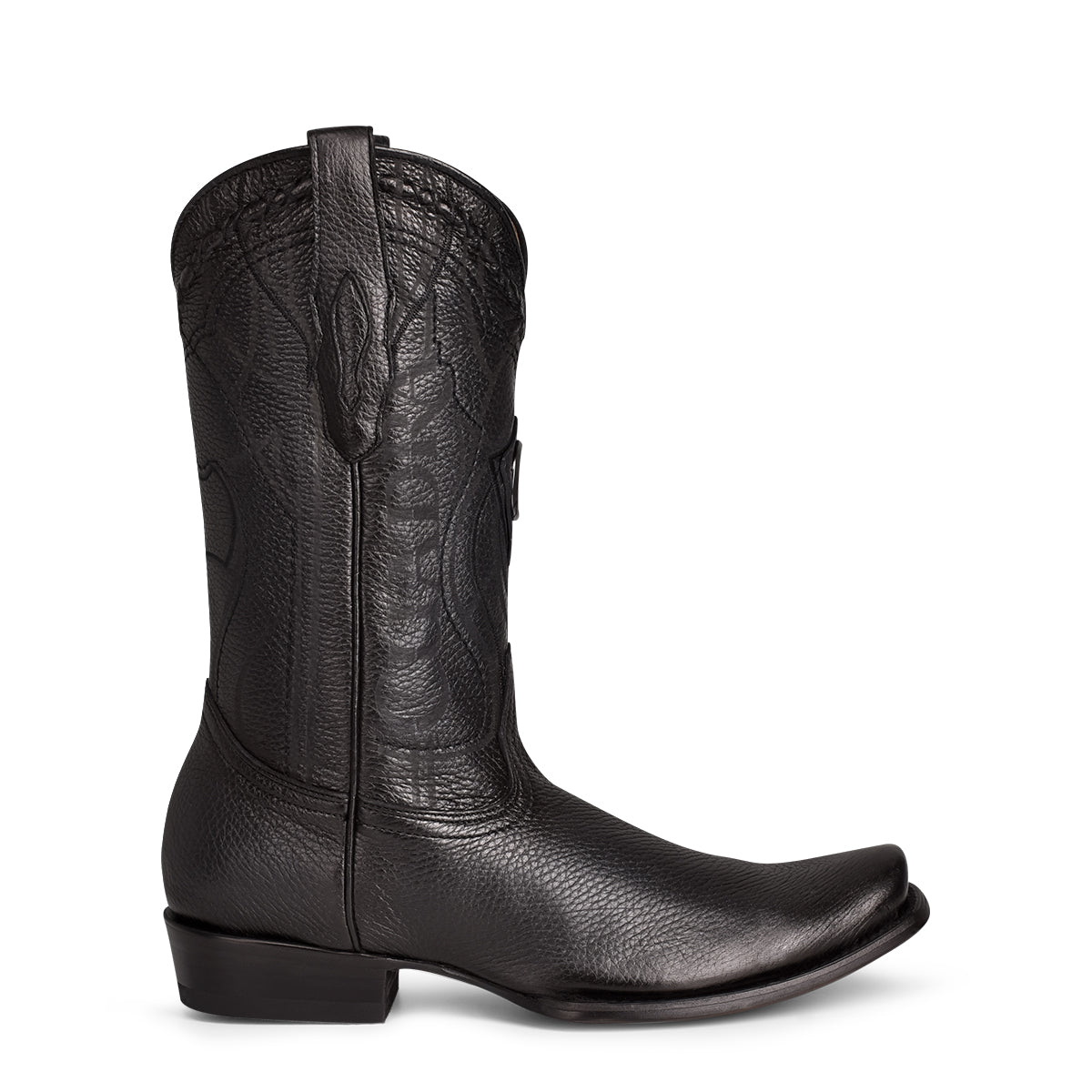 Cuadra Black Deer Laser & Embroidery Narrow Square Toe CU587