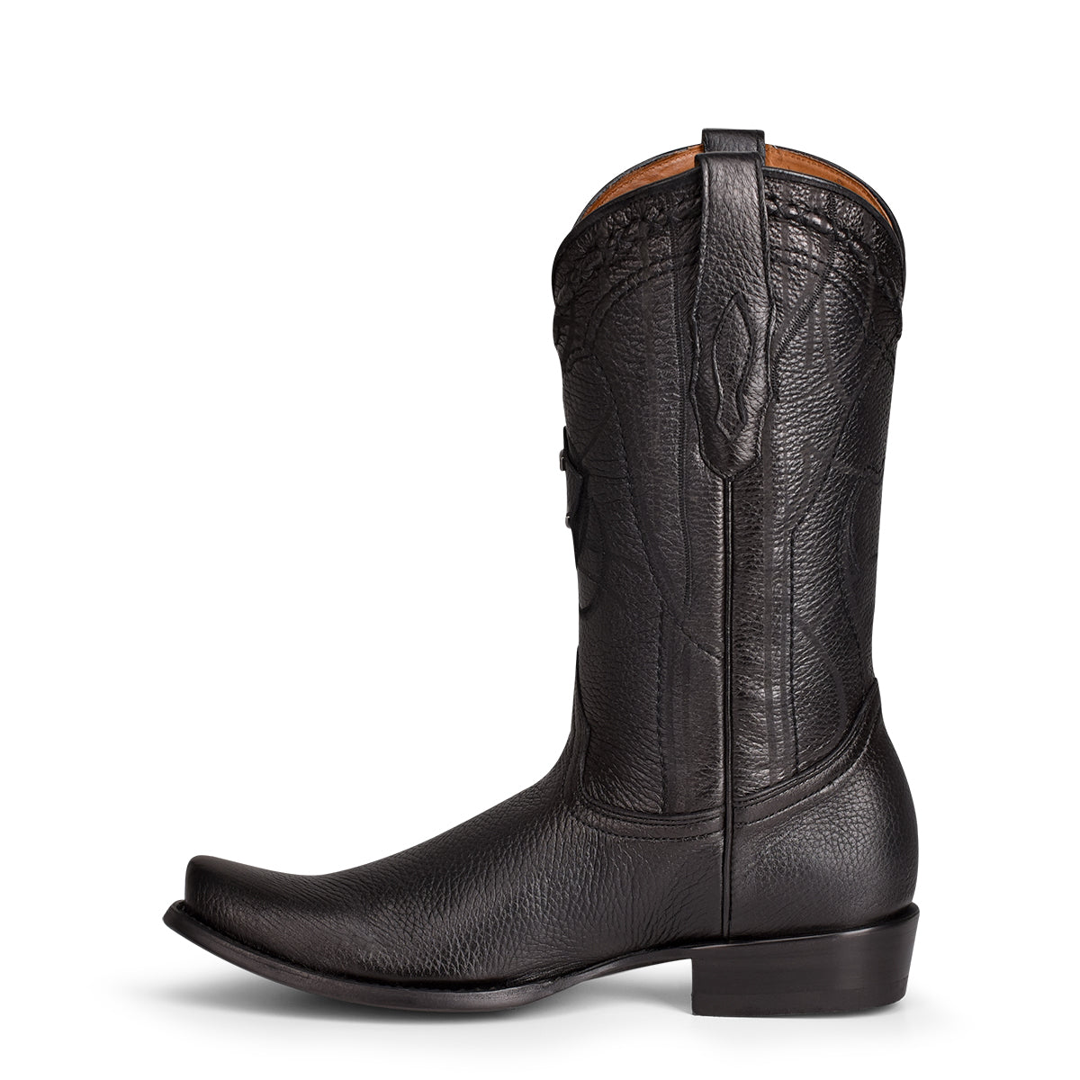 Cuadra Black Deer Laser & Embroidery Narrow Square Toe CU587