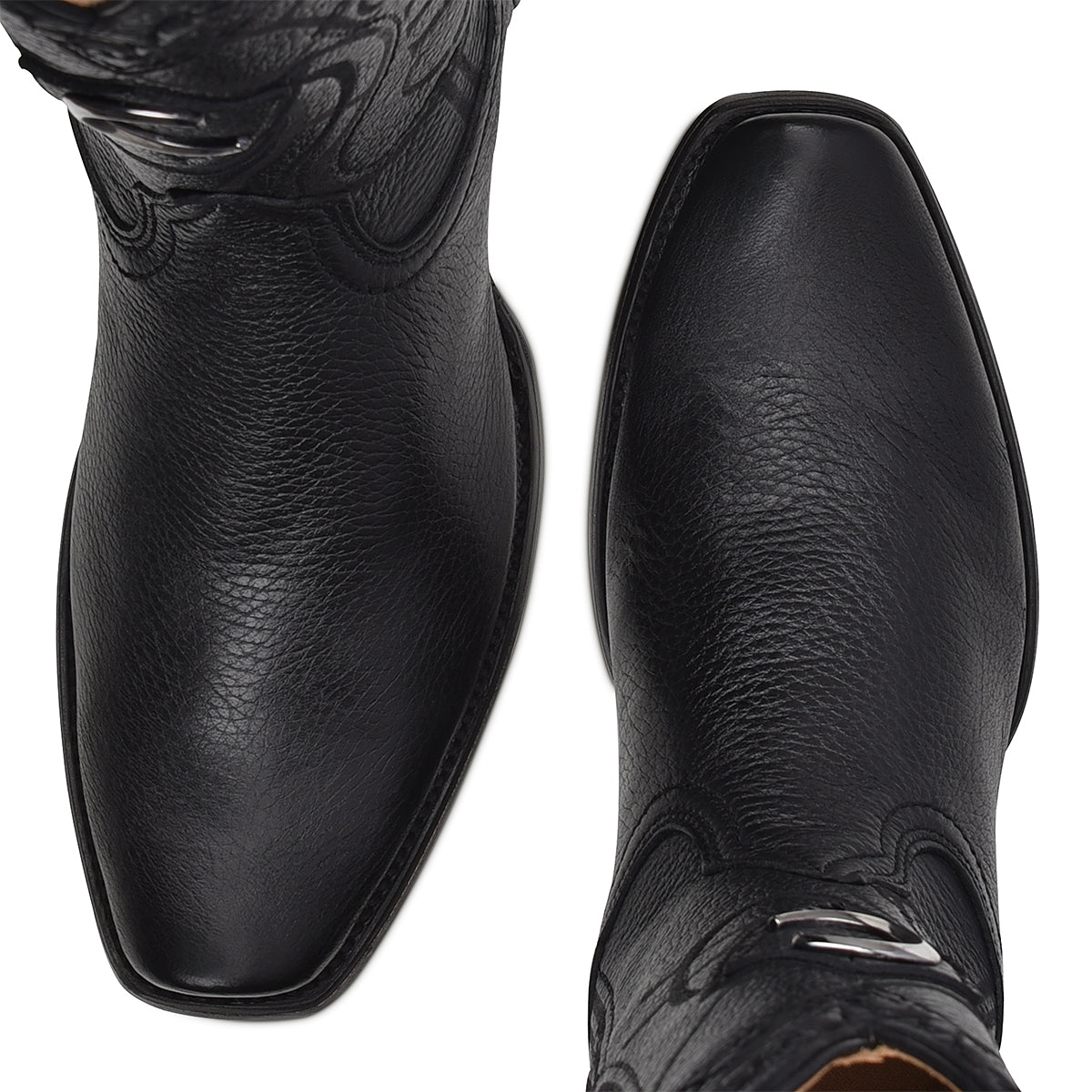 Cuadra Black Deer Laser & Embroidery Narrow Square Toe CU587