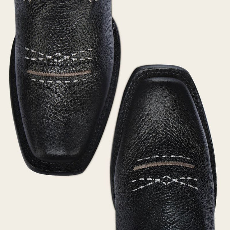 Cuadra Black Laser &  Embroidery & Studs Square Toe CU991