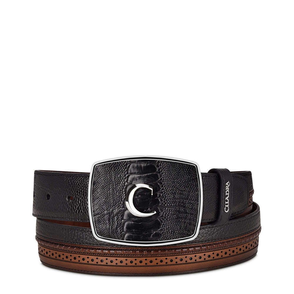 Cuadra Black Ostrich Leg Belt BC240