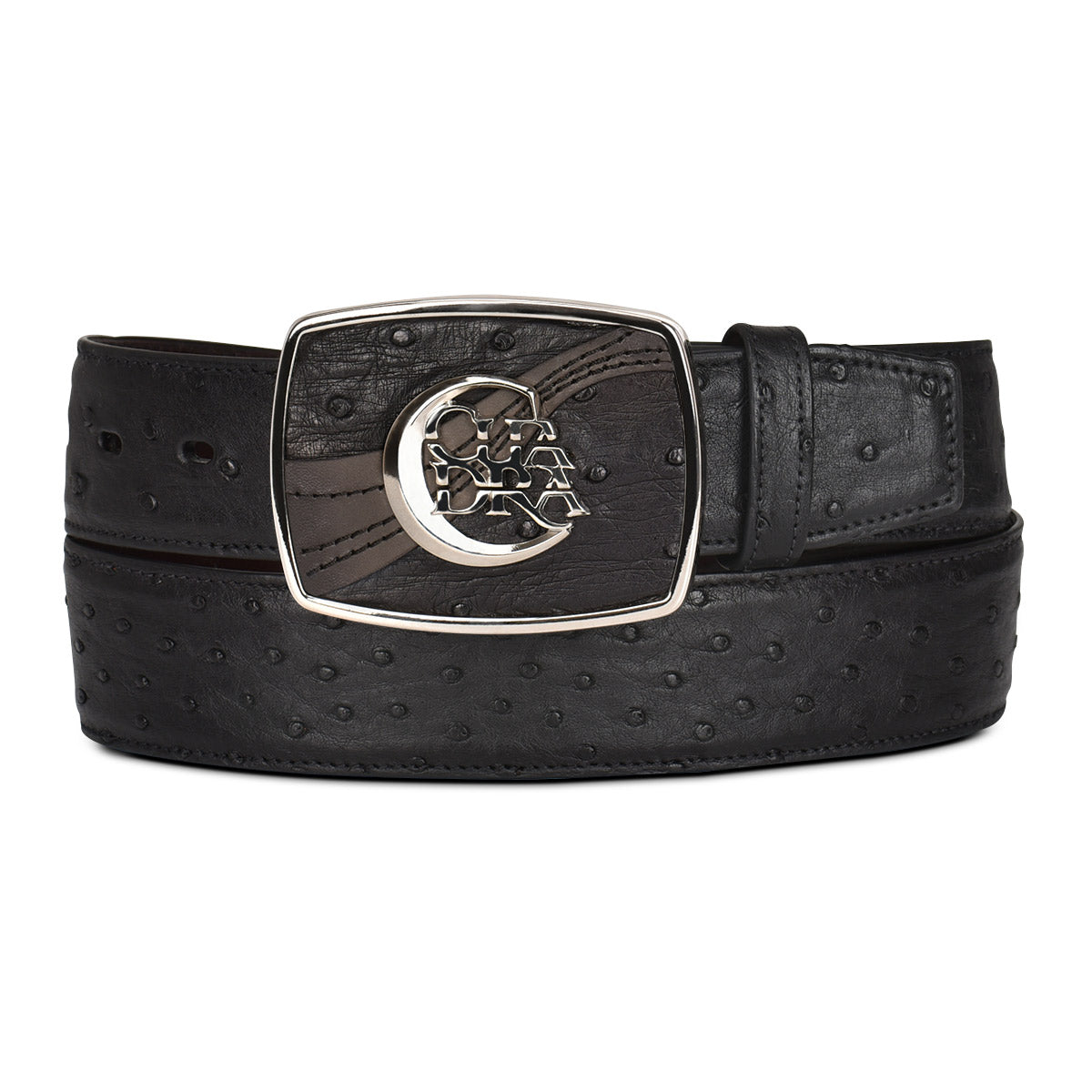 Cuadra Black Ostrich Belt BC306