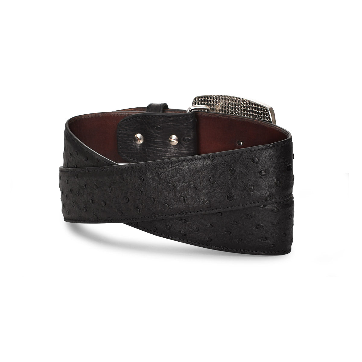 Cuadra Black Ostrich Belt BC306