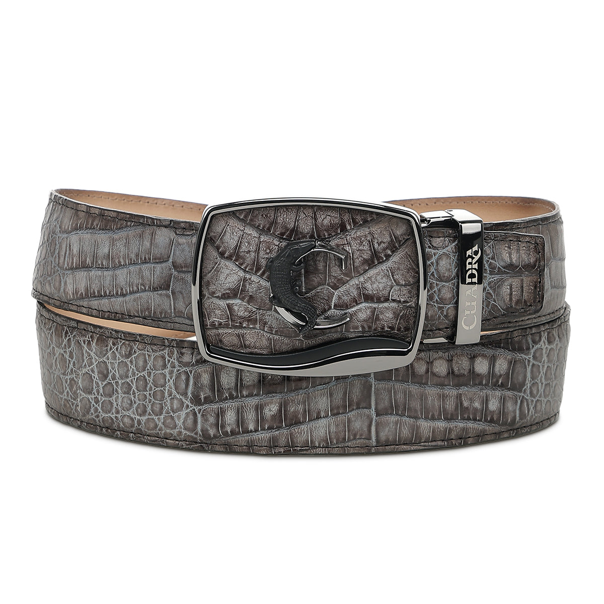 Cuadra Grey Caiman Stitching Belt BC481
