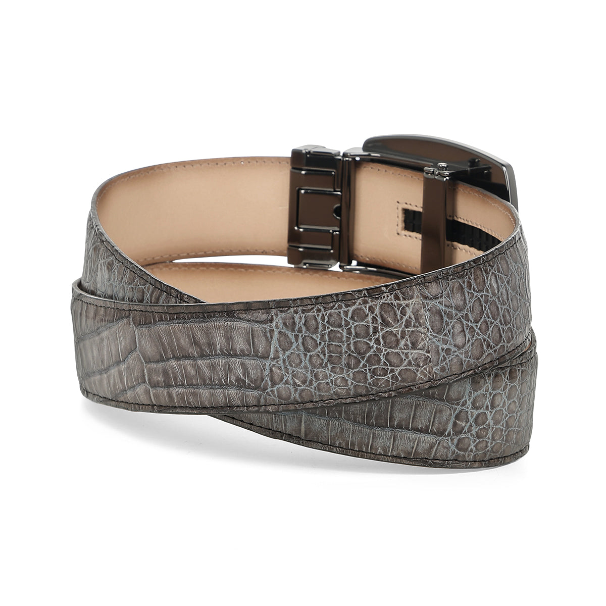 Cuadra Grey Caiman Stitching Belt BC481