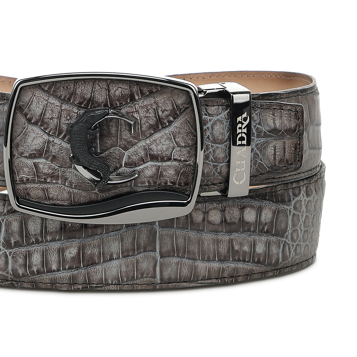 Cuadra Grey Caiman Stitching Belt BC481