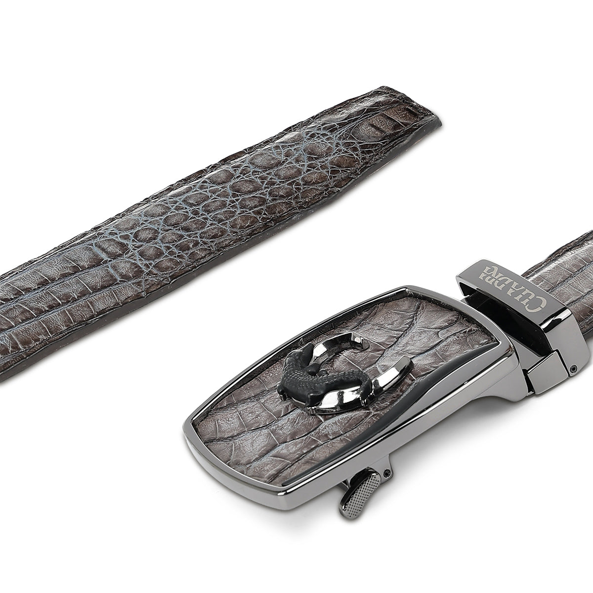 Cuadra Grey Caiman Stitching Belt BC481