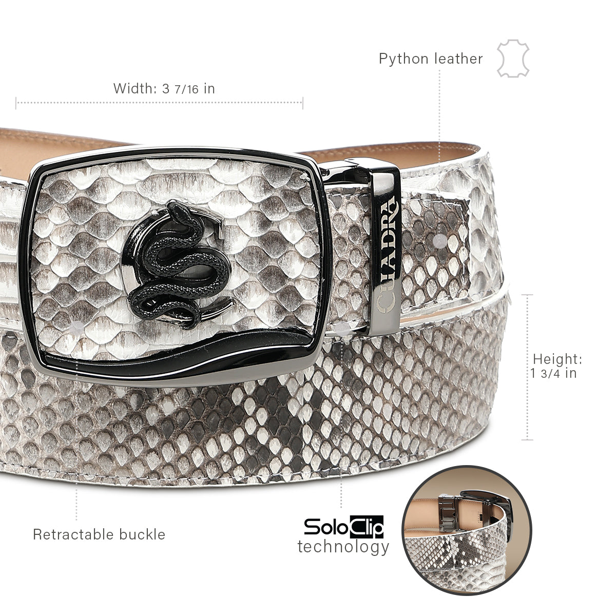Cuadra Natrual Python Stitching Belt BC482