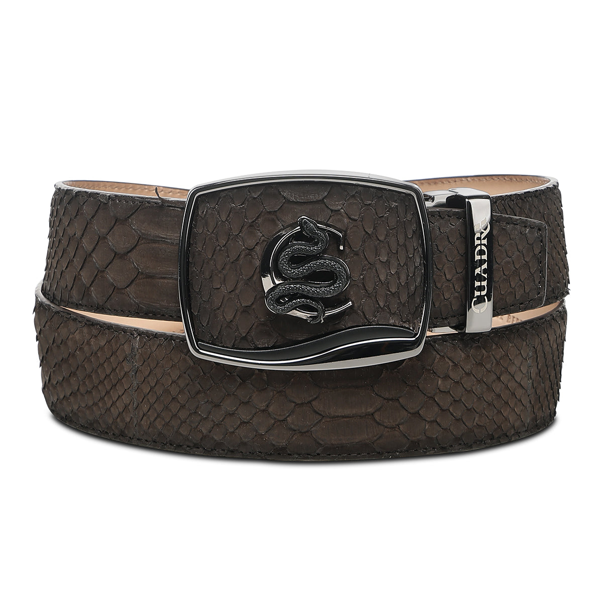 Cuadra Matte Brown Python Stitching Belt BC484