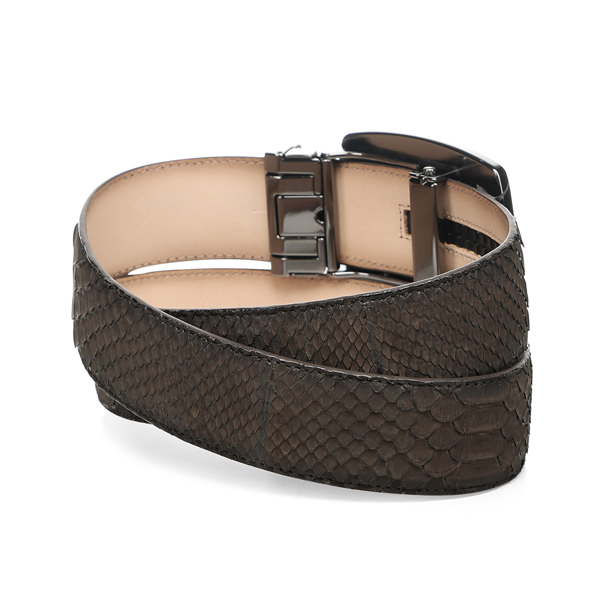 Cuadra Matte Brown Python Stitching Belt BC484