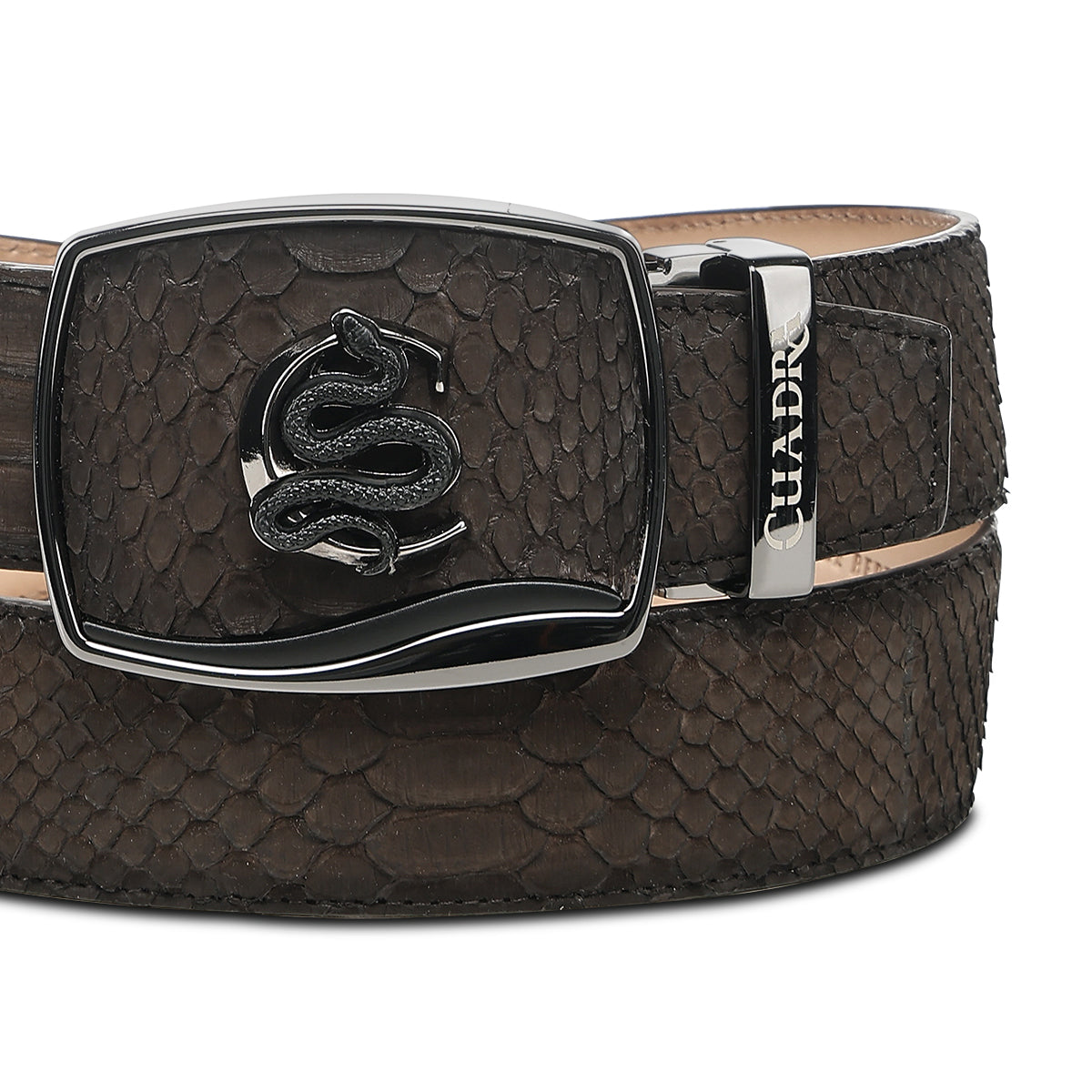 Cuadra Matte Brown Python Stitching Belt BC484