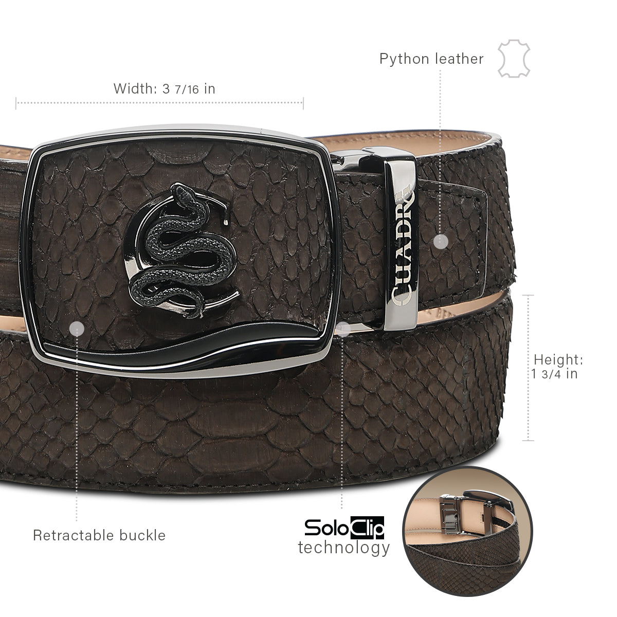 Cuadra Matte Brown Python Stitching Belt BC484