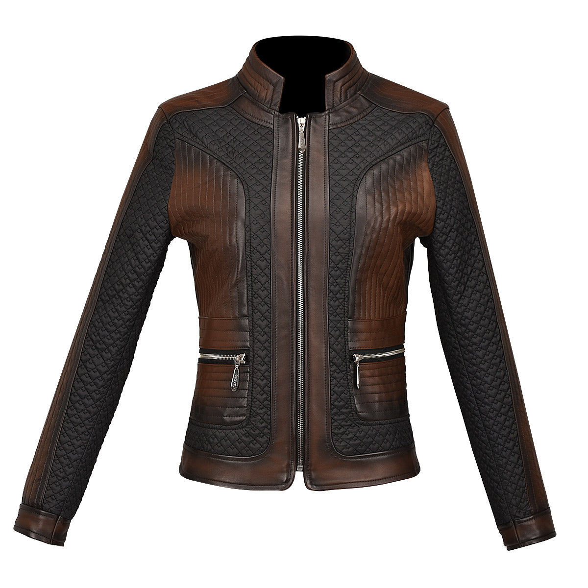 Cuadra Brown Zipper Woman Jacket JC245