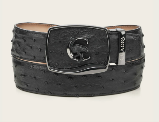 Cuadra Black Ostrich Stitching Belt BC479