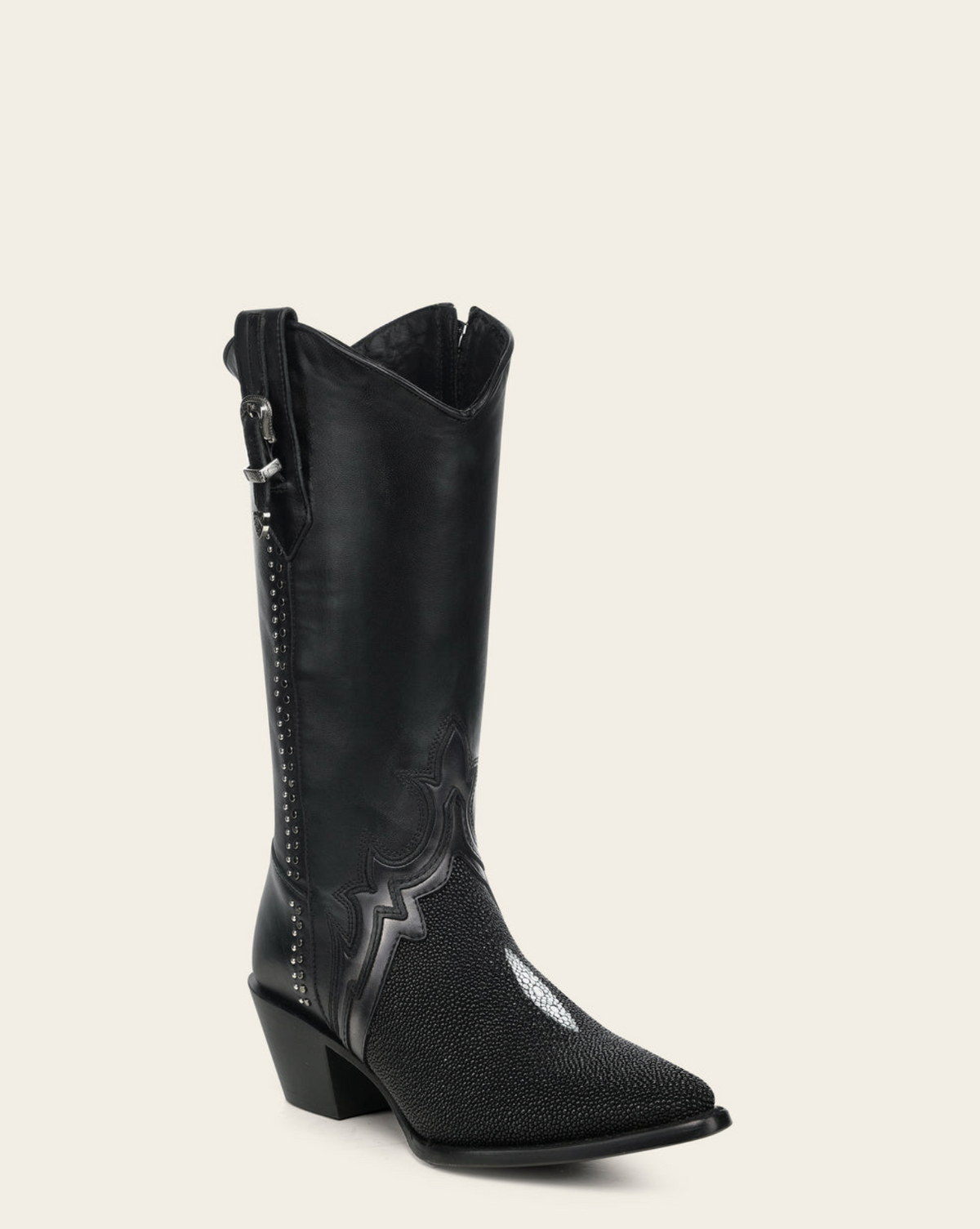 Cuadra Black Stingray Embroidery & Studs & Zipper Point CC375