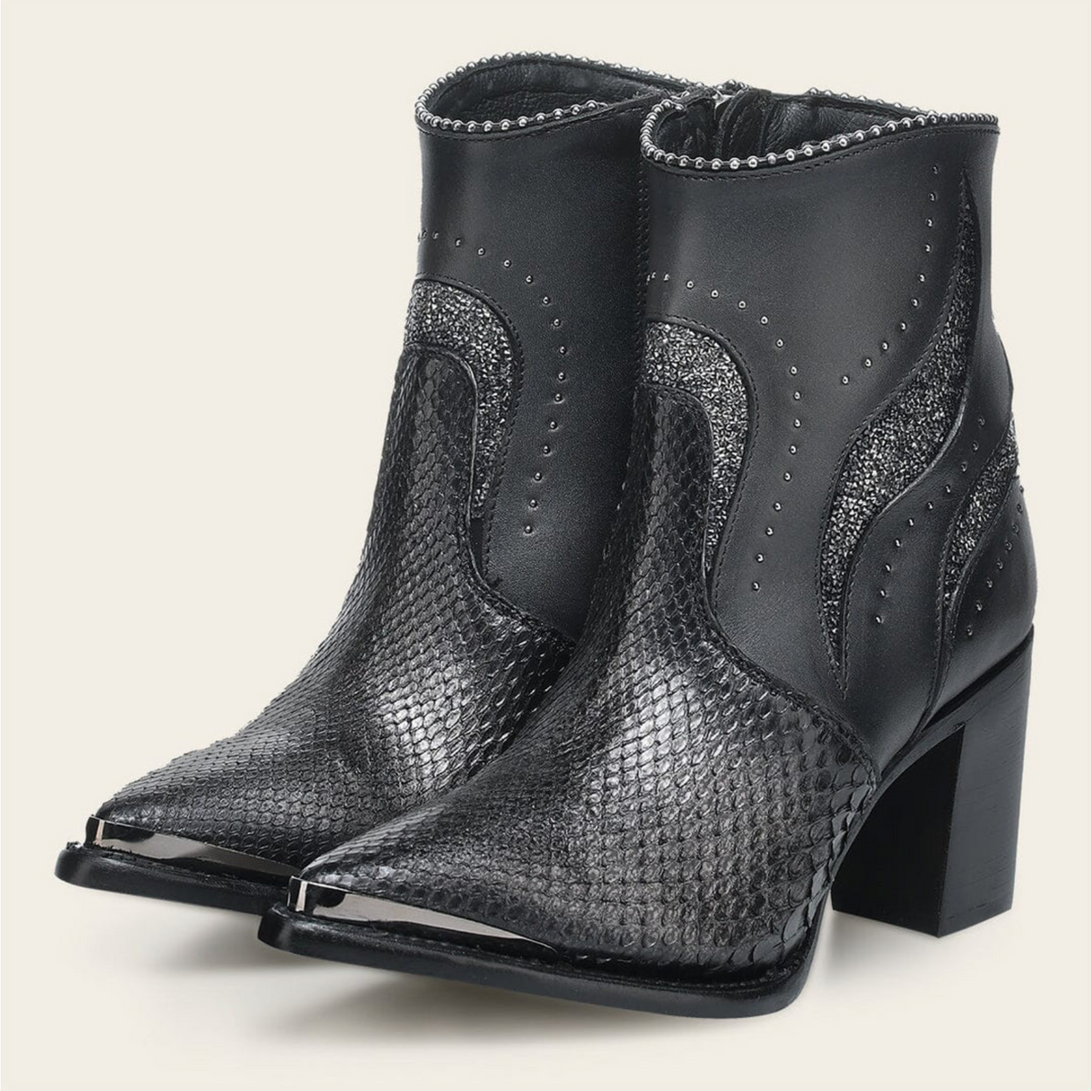 Cuadra Oxford Python Zipper & Studs Pointed Toe CU958