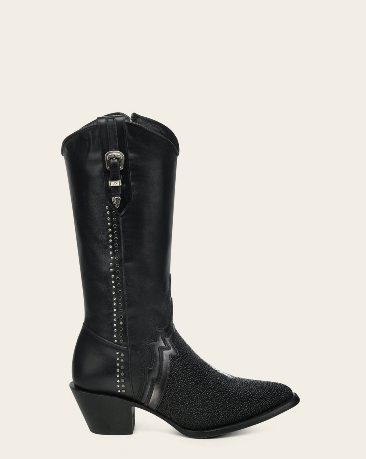 Cuadra Black Stingray Embroidery & Studs & Zipper Point CC375