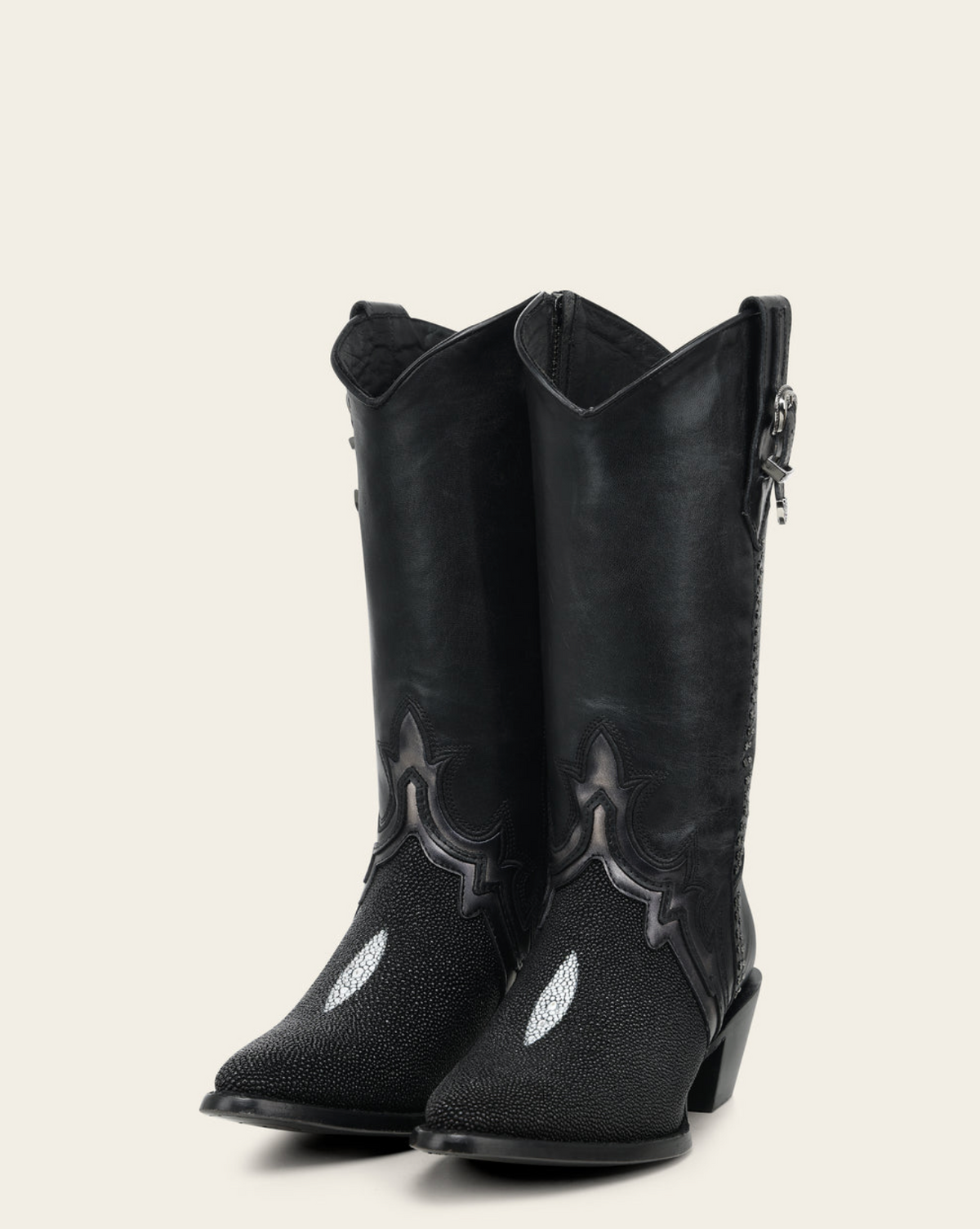 Cuadra Black Stingray Embroidery & Studs & Zipper Point CC375